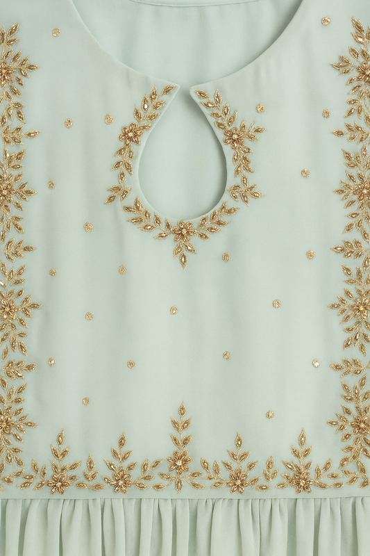 Pleated Georgette Midi Dress