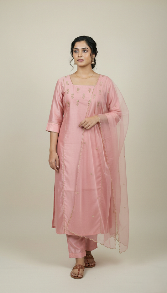 Hand-Worked Semi Jute Salwar Set