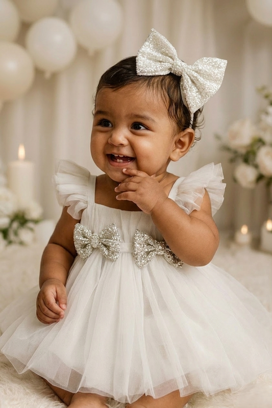 The Seraphina Sparkle - Sequin Bow & Tulle Toddler Dress