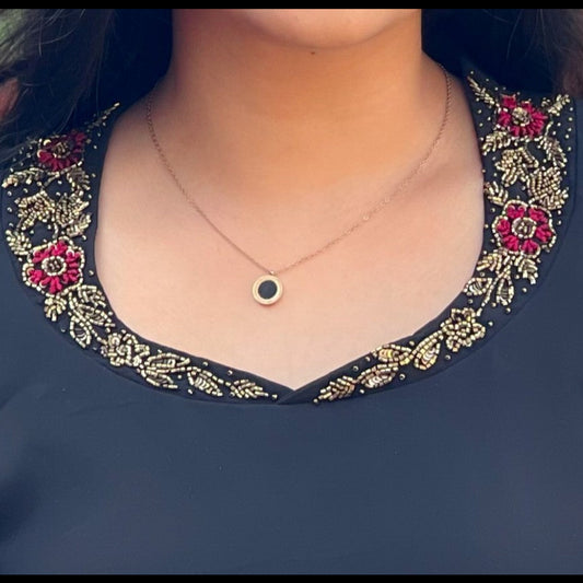 Elegant Black Georgette Hand-Bead Worked Dress