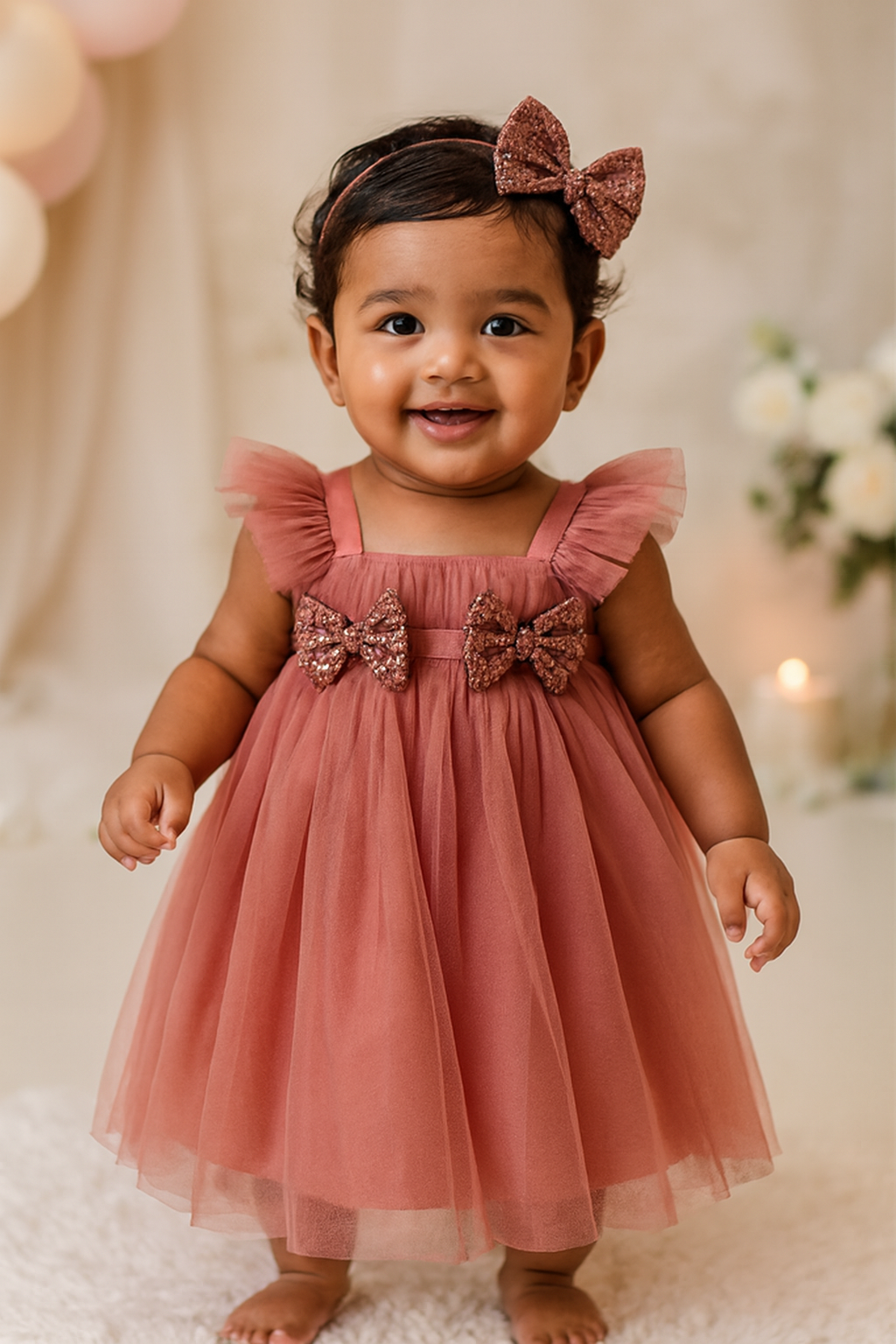 The Seraphina Sparkle - Sequin Bow & Tulle Toddler Dress
