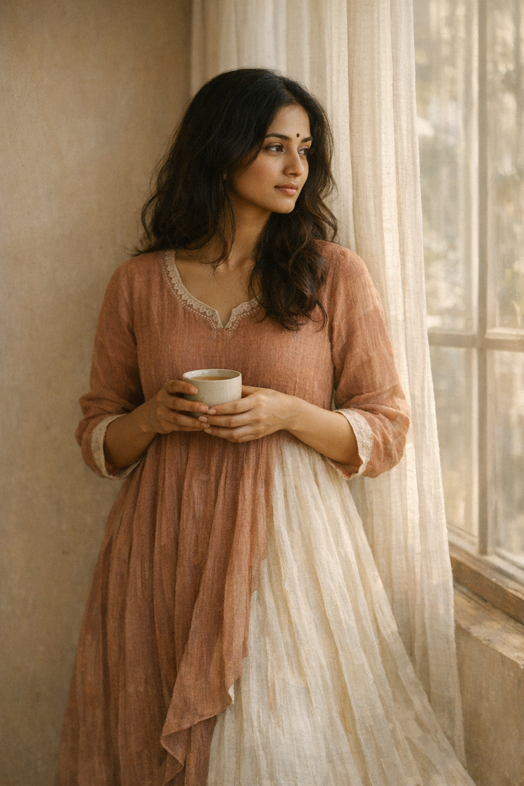 Indian woman in a handcrafted flowing Anarkali dress