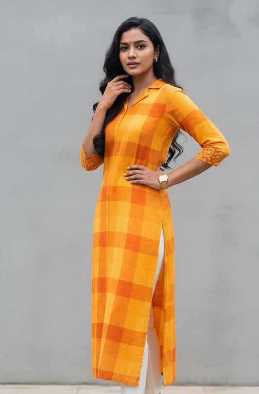 Cotton checkered kurti