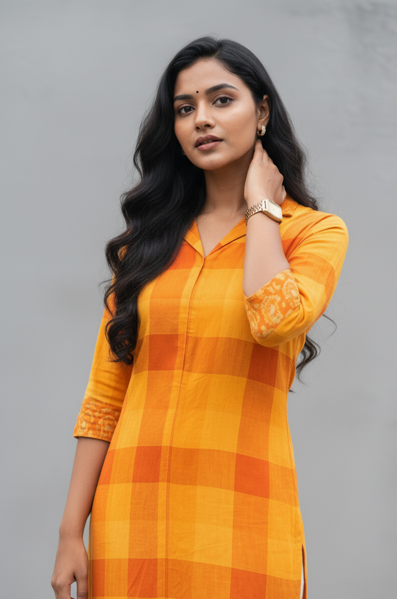 Cotton checkered kurti