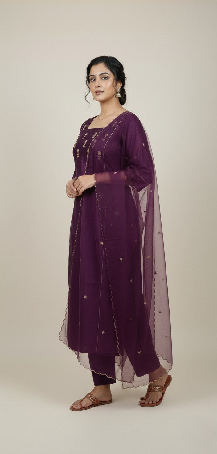 Hand-Worked Semi Jute Salwar Set