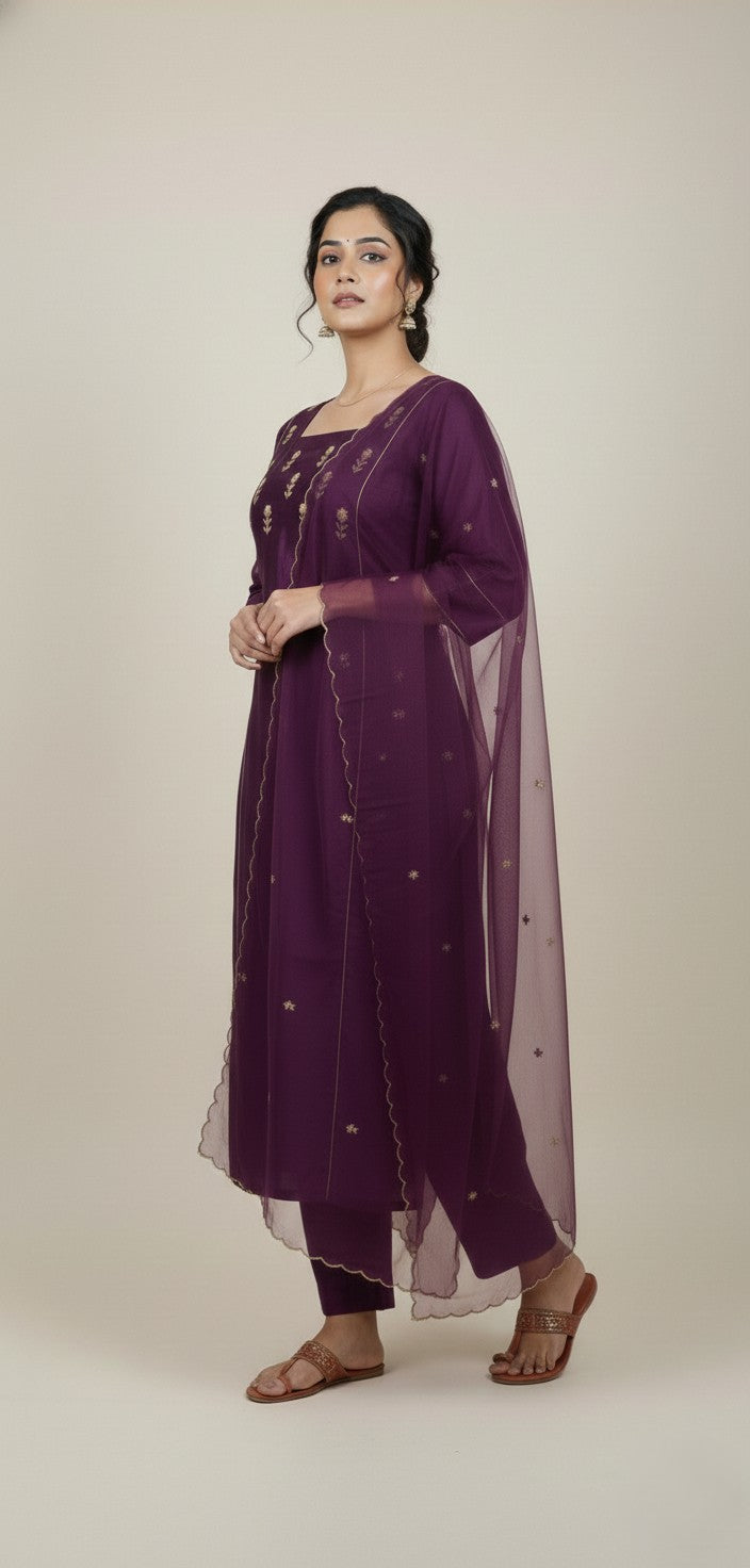 Hand-Worked Semi Jute Salwar Set