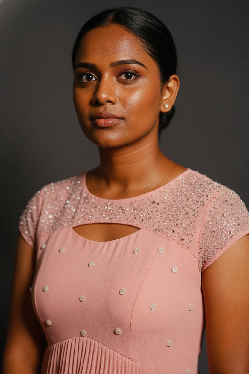 Pleated Georgette Hand worked Dress