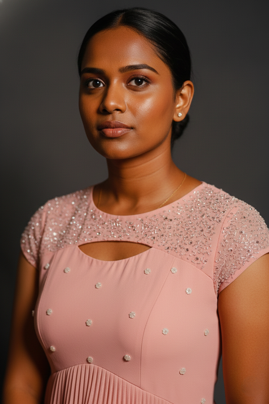 Pleated Georgette Hand worked Dress