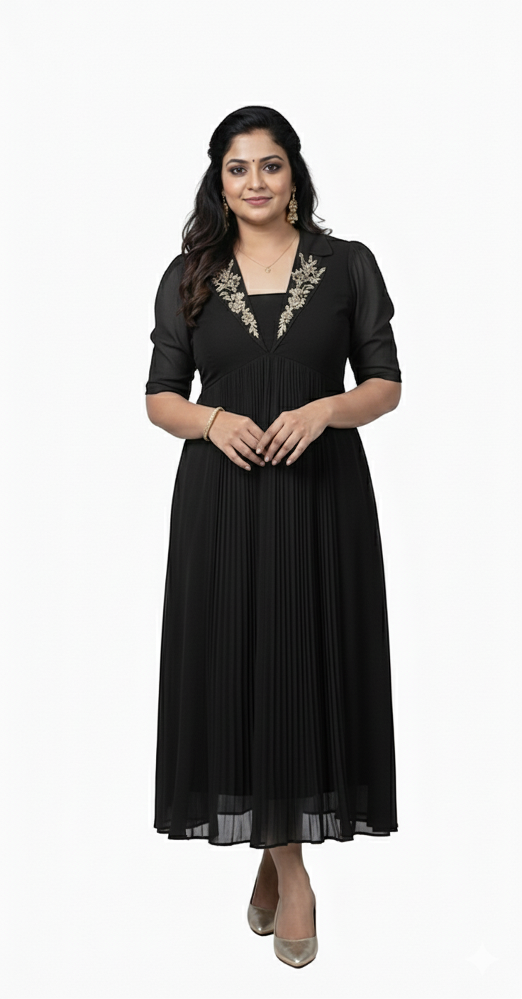 Hand Worked Georgette Dress