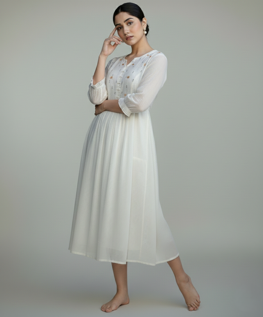 Kota Doria Check Midi Dress Vishu special