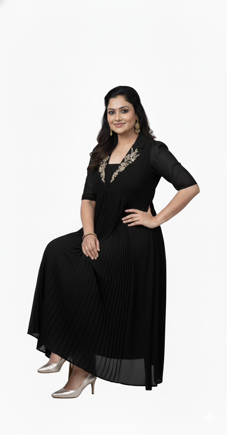 Hand Worked Georgette Dress