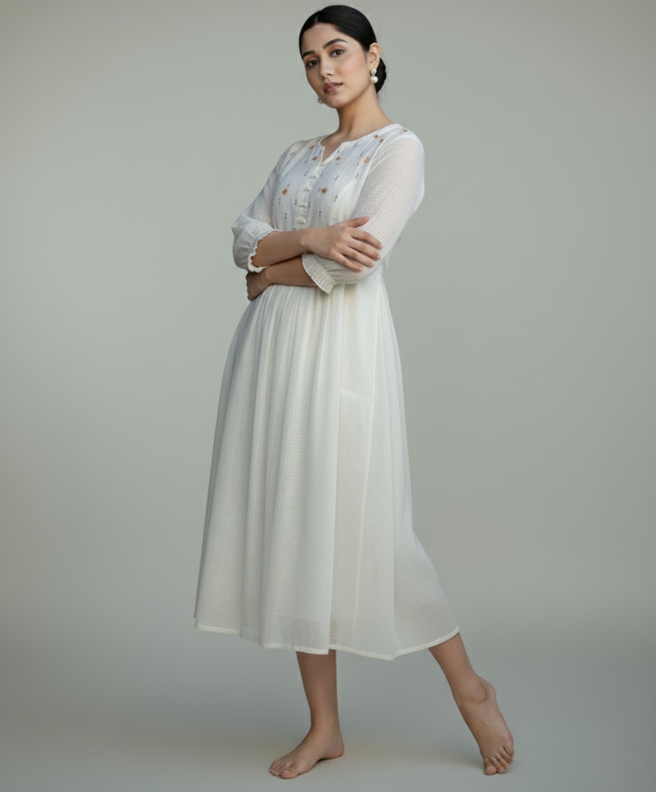 Kota Doria Check Midi Dress Vishu special