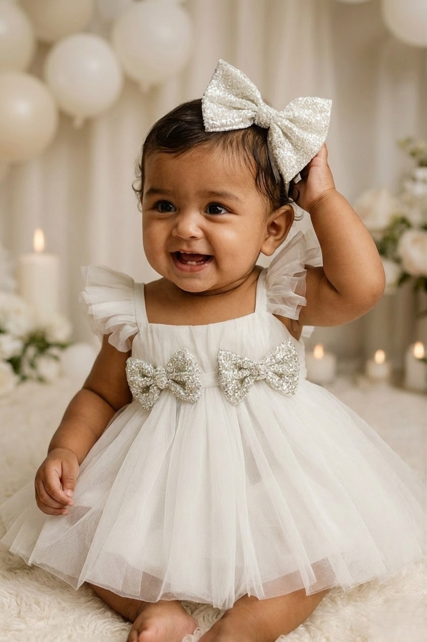 The Seraphina Sparkle - Sequin Bow & Tulle Toddler Dress