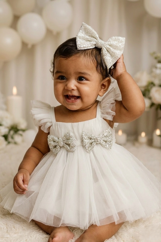 The Seraphina Sparkle - Sequin Bow & Tulle Toddler Dress