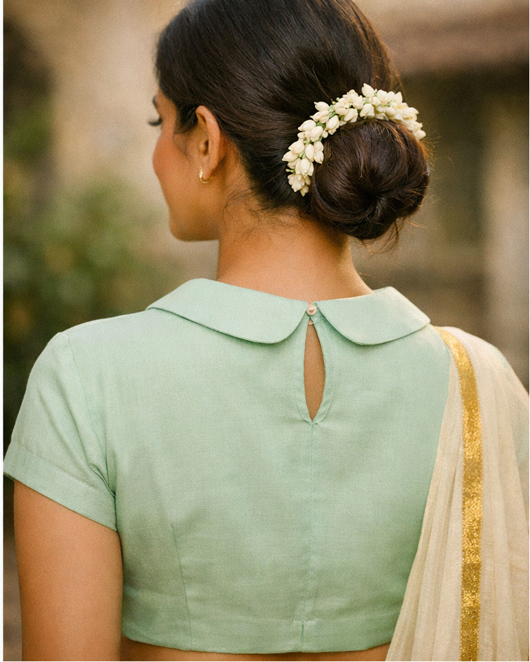 south indian peterpan collar blouse back view