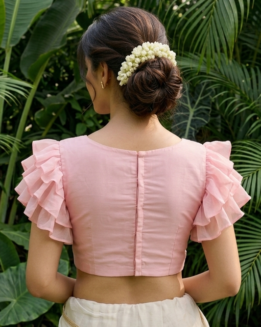 The Ruffle Sleeve Blouse back view sweetheart neck