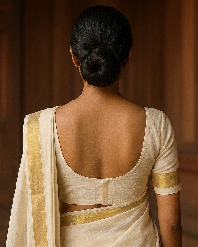 The Classic Kasavu Blouse back view