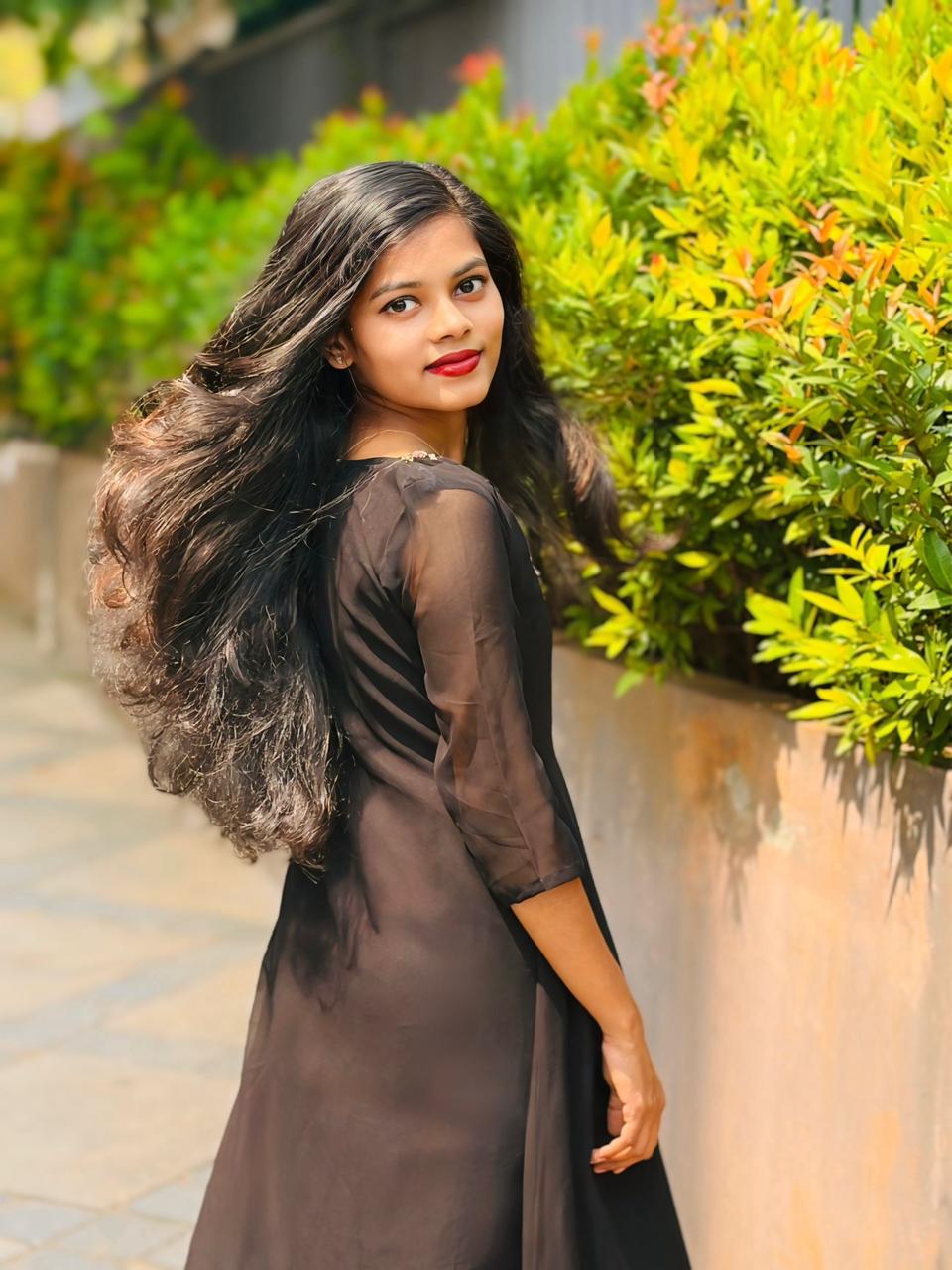 Hand‑Beaded Black Georgette Dress for Parties & Events