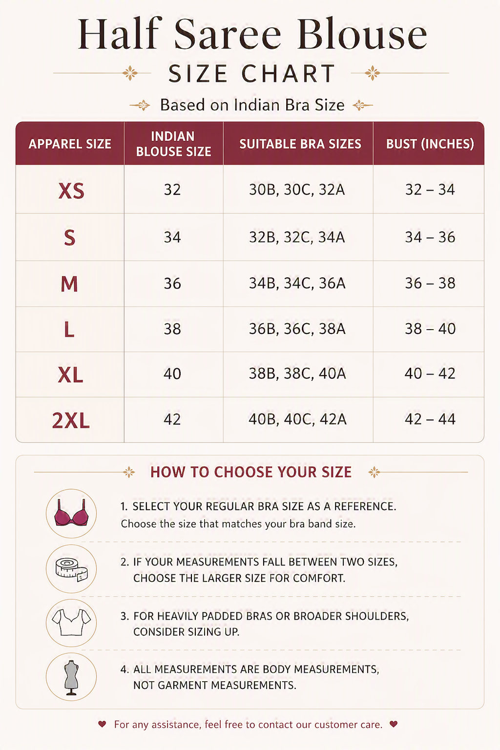 how to select blouse size