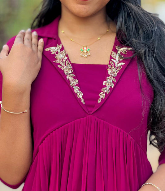 Hand Worked Georgette Dress