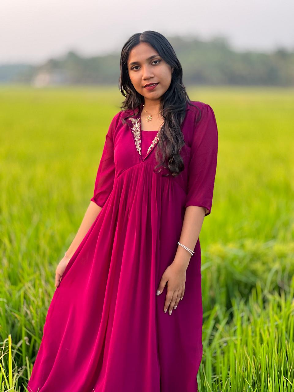 Hand Worked Georgette Dress